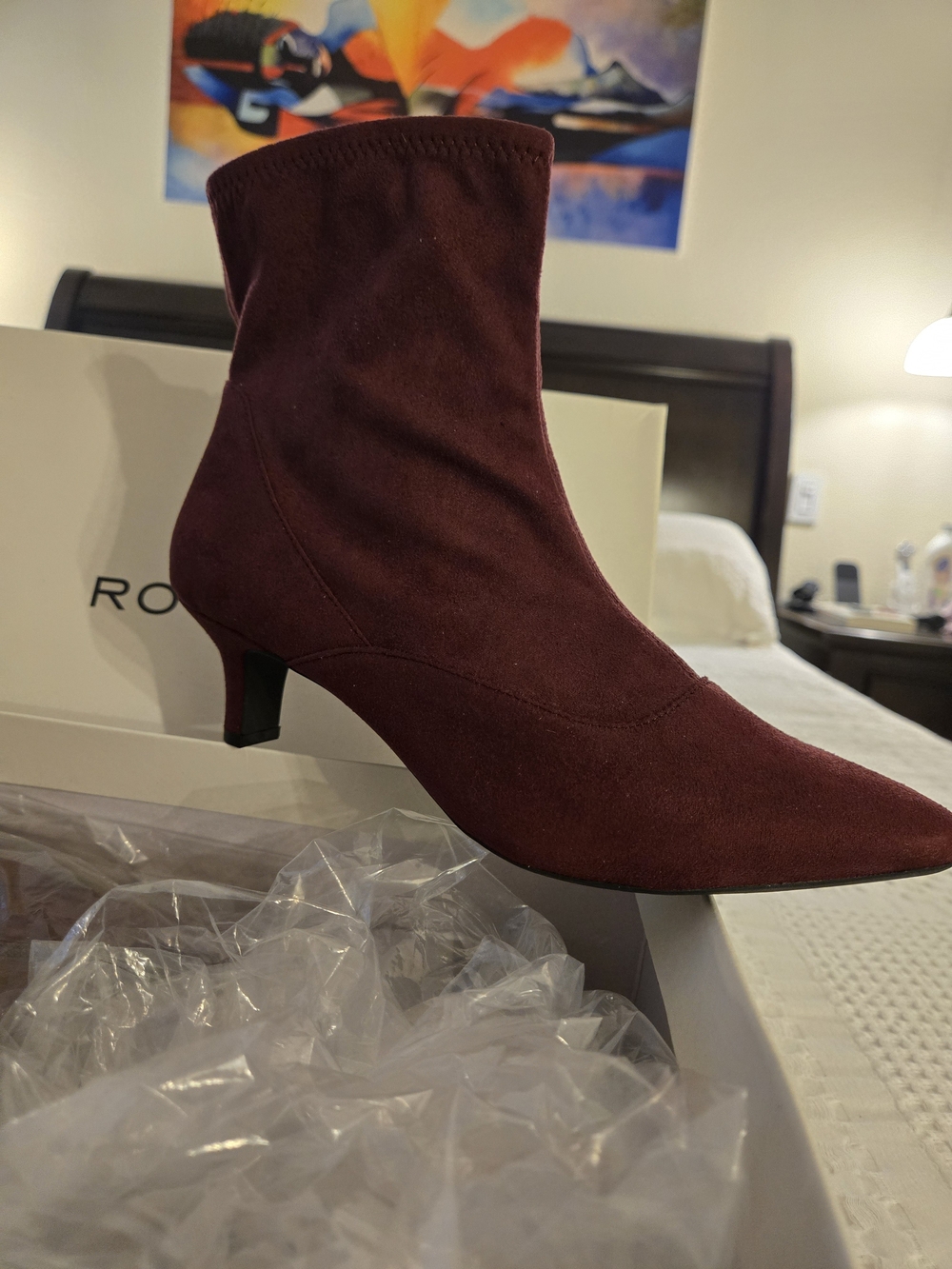 Rockport Women's Burgundy Suede Side-Zip Ankle Boots - Picture 2 of 5